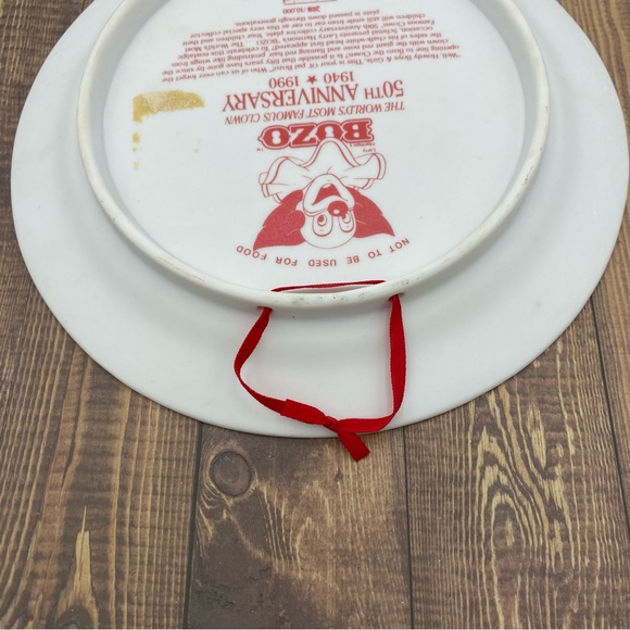 Schmid Bozo The Clown Plate Wall Plaque Vtg 50 Anniversary Porcelain 7 In Flaws - Picture 7 of 9